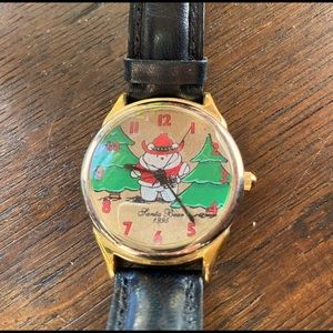 Fossil limited edition vintage Santa Bear 1995 Christmas watch